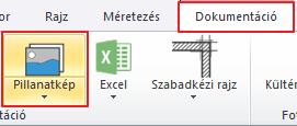 5. Workshop: Dokumentáció készítés 167 A 3D nézet Pillanatkép parancs a Menüszalag / Dokumentáció / Pillanatkép menüpontjából érhető el.