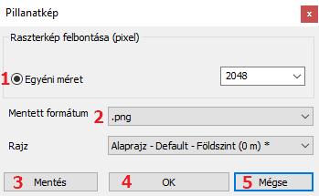 Mentett formátum: megadhatja a készülő képfájl formátumát (2). Mentés: képfájlba is elmentheti a Pillanatkép eredményét (3).