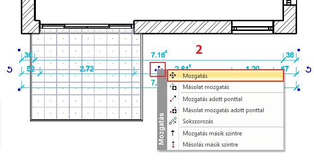A mozgatás marker helyi menüjében válassza a Mozgatás parancsot (2).
