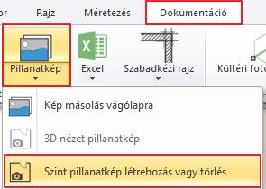 Szint pillanatkép létrehozása Színes alaprajzot a Szint pillanatkép létrehozása parancs segítségével lehet készíteni,
