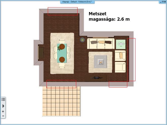 Az elkészült színes berendezett alaprajzot az 5.4.6. pontban leírtakhoz hasonlóan nyomtathatja PDF-be is. 5.6. Falnézetek készítése Készítsük el a textúrázott falnézeteket, hogy méretezni tudjuk azokat.