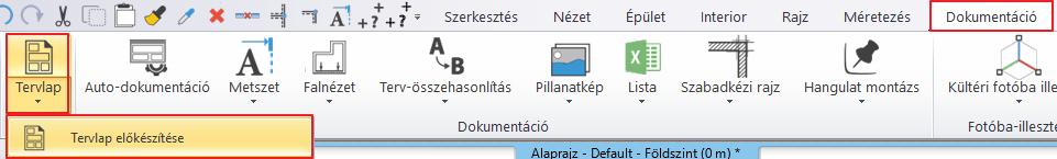 188 5. Workshop: Dokumentáció készítés A felugró ablakban beállíthatja a tervlap tulajdonságait, illetve Nyomtatási pecsétet helyezhet el, amivel tervlapon a projekt adatait tudja megjeleníteni.