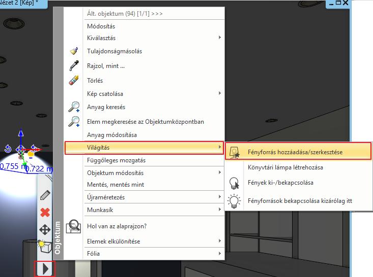 224 6. Workshop: Fények Ekkor megjelenik a Fényforrás és lámpa böngésző ablak. Látható a fényforrás, és a fény iránya is.