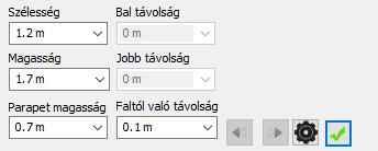24 1. Workshop: Nappali tervezés Kattintson a Zöld pipára, így az ablak a fal közepére kerül. Módosítsa a Bal távolságot 0.3 m-re, hogy az ablak a következő pozícióban legyen. 1.4.5. Függöny 1.