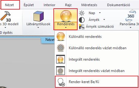 7. Workshop: Rendering 247 Fogadja el a beállításokat a Bezárás gombra kattintva. A renderelés parancsát elérheti a Menüszalagról is. Lépjen a Nézet / Renderelés ikonra.