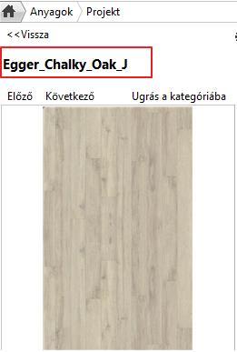 Bal oldalon megjelenik az Egger padló a tulajdonságaival, ezeken módosítani lehet.