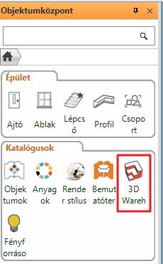 4. Berendezési tárgyak A 3D Warehouse Figyelem: A következő fejezetben tárgyaltak végrehajtásához internetkapcsolat szükséges!
