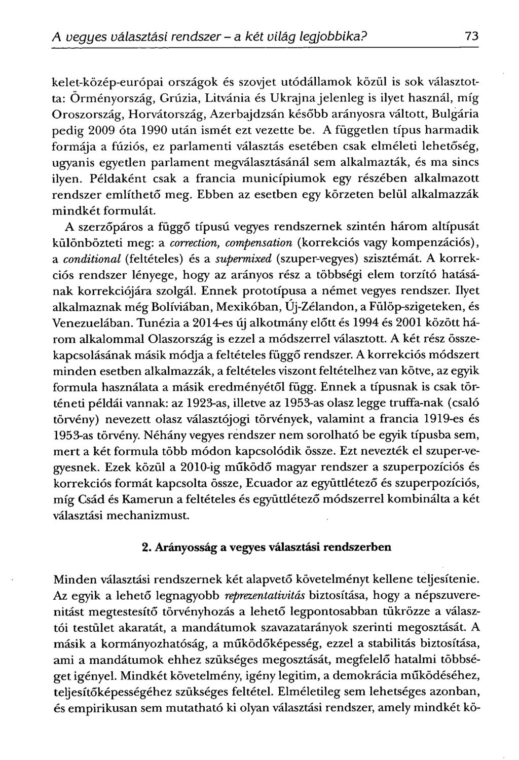 73 FÁBIÁN GYÖRGY-A vegyes választási rendszer - a két világ legjobbika?
