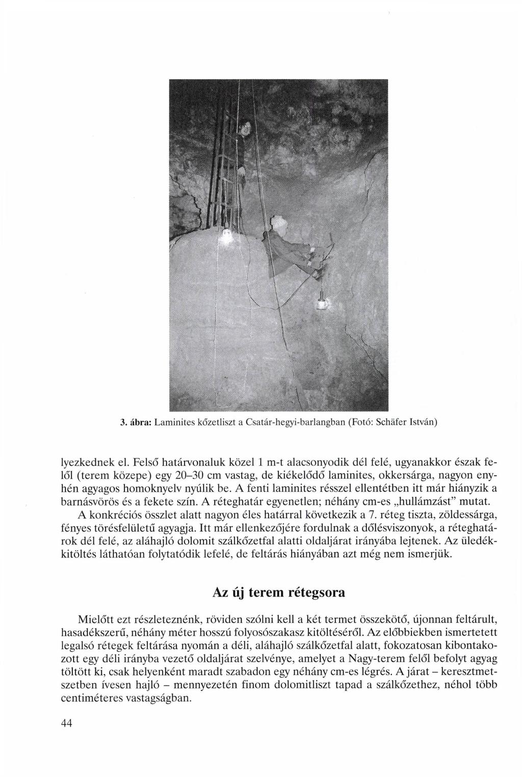 3. ábra: Laminites kőzetliszt a Csatár-hegyi-barlangban (Fotó: Shäfer István) lyezkednek el.