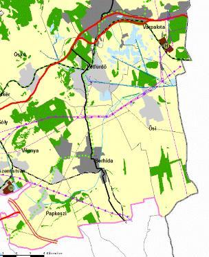 Veszprém megye területrendezési terve Veszprém megye Területrendezési terve szerint érinti: - térségi ellátást biztosító 120 kv-os elosztó hálózat Várpalota [Inota] - Kaposvár - térségi szénhidrogén