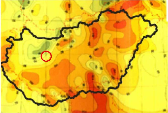 termikus energia várhatóan rendelkezésre állását bemutató térképet. A térkép jelzi, hogy az ország területén hol lehet a termikus energia hasznosítását kedvezőbben megvalósítani.