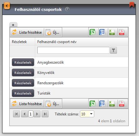 A Felhasználó részletek oldalon az alábbi műveletekre van lehetőségünk, funkciógombok formájában: Ment gomb A Ment gomb lenyomására a felvitt, módosított információk tárolásra kerülnek.