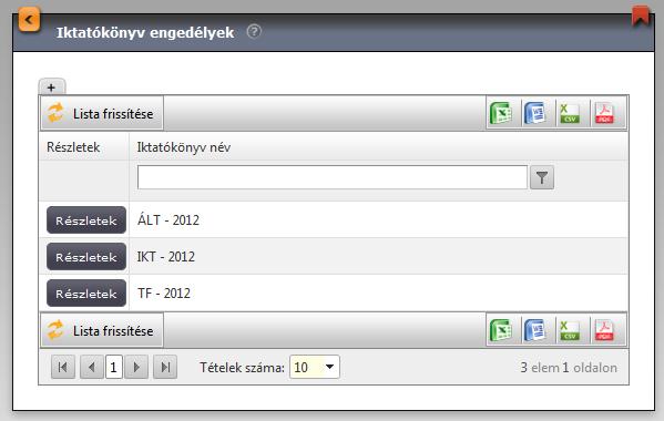 Az Iktatókönyv részletek oldalon az alábbi adatok megtekintésére, felvitelére van lehetőségünk: Előtag Az iktatókönyvhöz tartozó előtag adható meg ebben a mezőben.