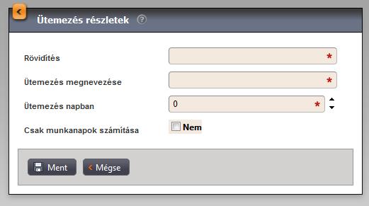 A Mégse gomb lenyomására a felvitt, módosított adatokat a rendszer figyelmen kívül hagyja, módosítás nem történik.