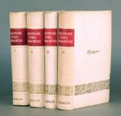 Modern, keménytáblás papírkötésben, a kiadói papírboríték címlapja az első táblára felragasztva. 5.000,- 490. 492. 492. Shakespeare, [William] Shakespeare összes drámai művei. I-IV. kötet.