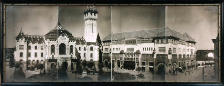 A teljes panorámakép négy felvételből összerakva, teljes mérete 46 x 16,5 cm. Korabeli keretben, megkímélt állapotban. 12.000,- 244. 243. 244. I.