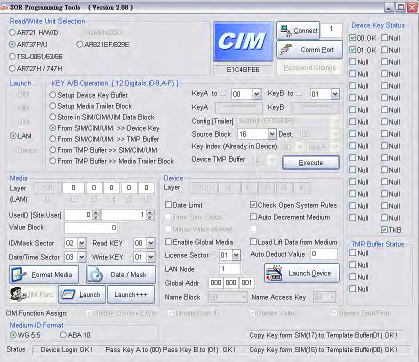 CIM kártya Key A / Key B programozása az