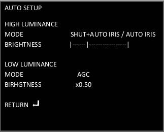 3.2.2 SHUTTER/AGC Elektronikus Shutter/AGC Az Elektronikus Shutter és az AGC beállítása AUTO: A környezeti fényviszonyoktól függően beállítható a kép fényereje jó (HIGH LUMINANCE) és rossz (LOW