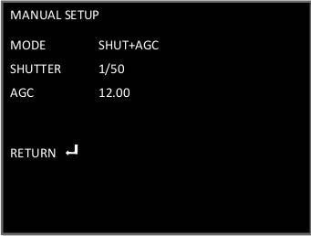 MANUAL - A Shutter és az AGC értékének kézi beállítása. Csak állandó fényviszonyok esetén ajánlott. 3.2.
