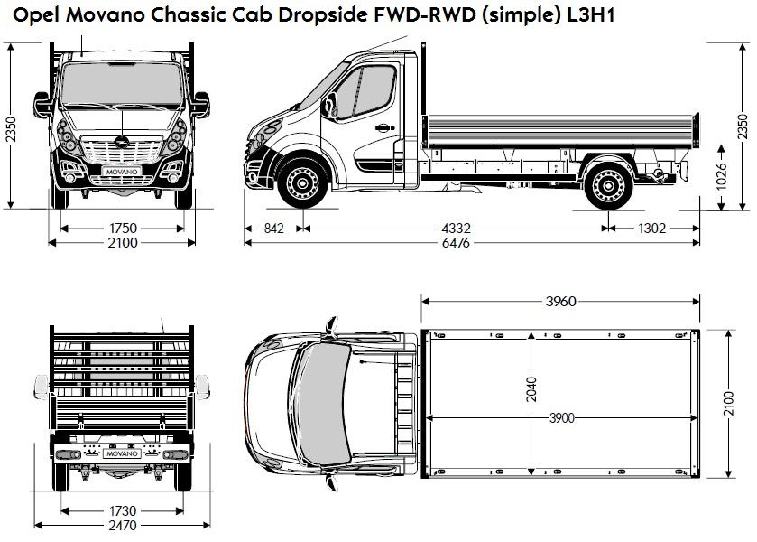 Műszaki Adatok Méretek úly és terhelhetőség Chassis Cab Dropside hátsókerékmeghajtás (RWD) LH1 RWDszimpla LH1.5t RWDdupla LH1 4.5t RWDdupla L4H1.5t RWDdupla L4H1 4.