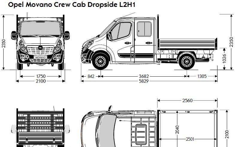 Műszaki Adatok Crew Cab Dropside elsőkerékmeghajtás (FWD) & hátsókerékmeghajtás (RWD) Méretek úly és terhelhetőség L2H1 FWD LH1 FWD L2H1 RWDszimpla Jármű össztömege (kg) 5 5 5 Tengelytáv (mm) 682 4 2