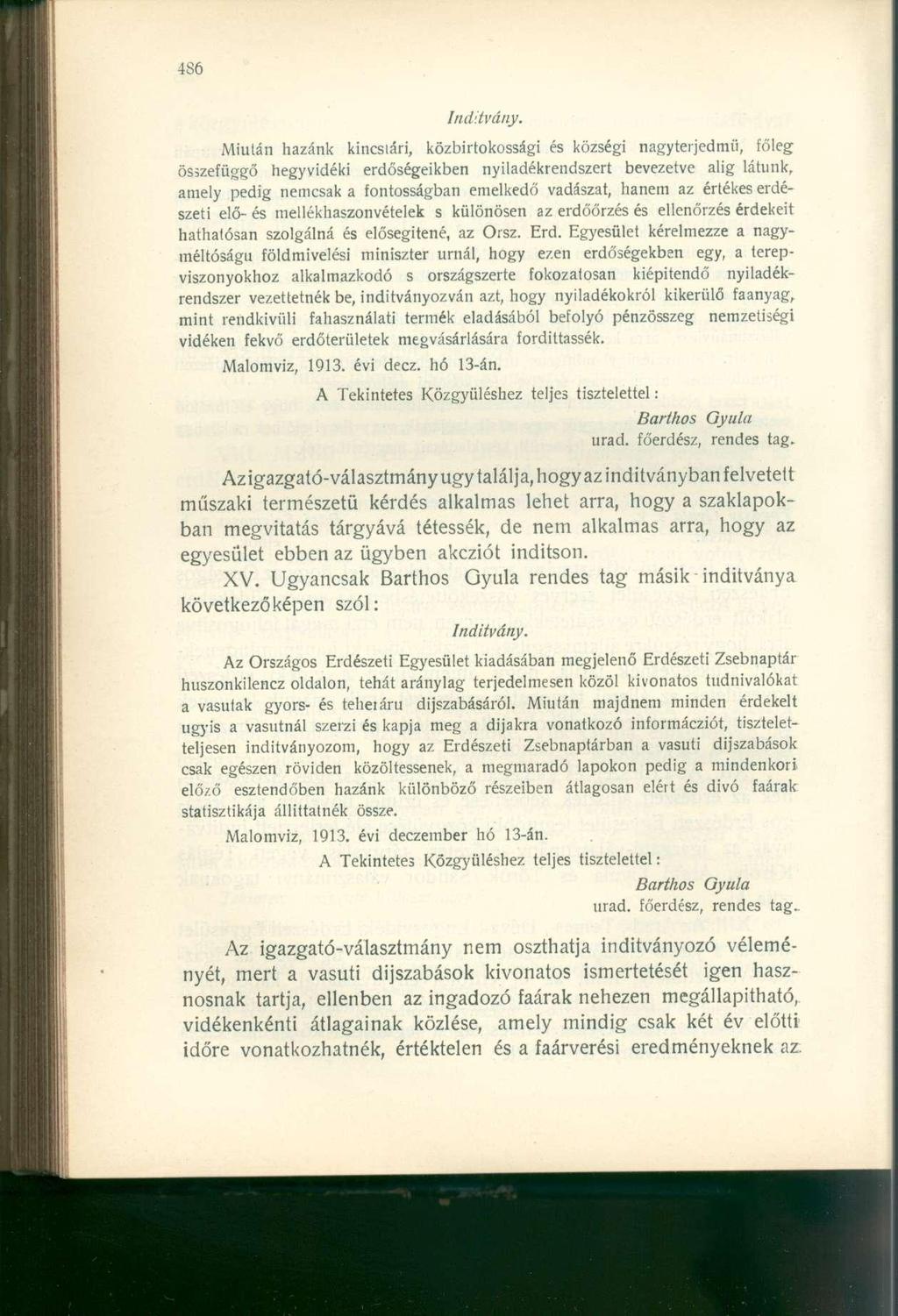 Indítvány.