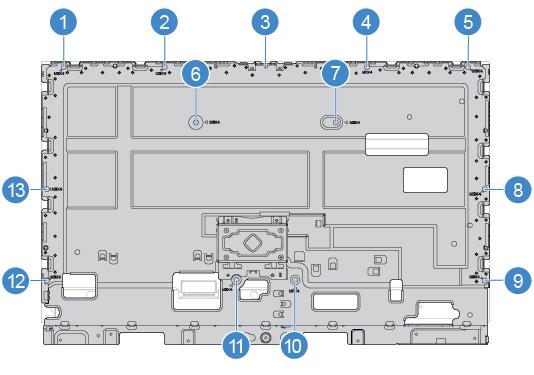 37. ábra Az LCD-keret csavarjainak eltávolítása 7. Csavarja be az új LCD-keretet az LCD-panelhez rögzítő csavarokat. 8. Csatlakoztassa az LCD-kábeleket az LCD-panelhez. 9.