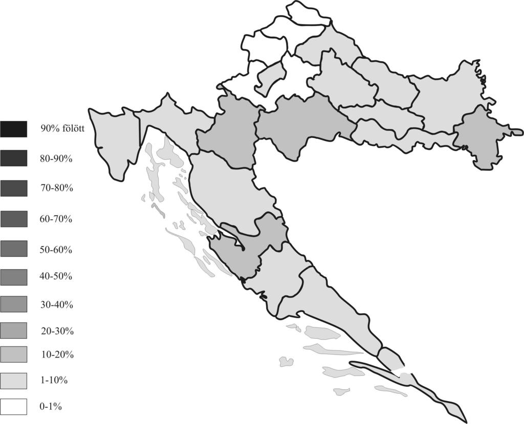 8. ábra: A szerbek számának és arányának megváltozása a háborús cselekmények hatására, 2001-es állapot Irodalom 1. BARIĆ, N. 2005: Srpska pobuna u Hrvatskoj 1991. 1995.