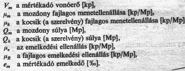 Az előző oldalon bemutatott képletben szereplő változók jelentése: A mértékadó emelkedő-görbét az 52.