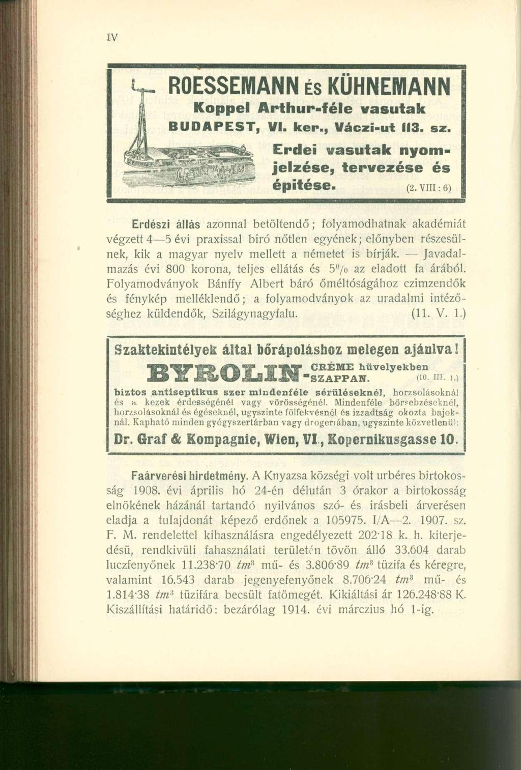 c_ ROESSEMANN éskühnemann Koppéi Arthur-féle vasutak tpest, VI. ken., Váczi-ut 113. sz. Erdei vasutak nyomjelzése, tervezése és - m mm m épitésc (2.