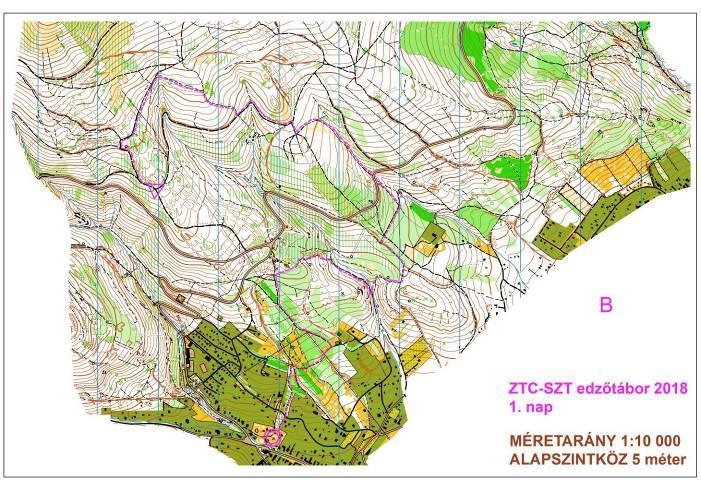 1. nap Útvonalkövetés Tábor Rajt: 1450m/150m;