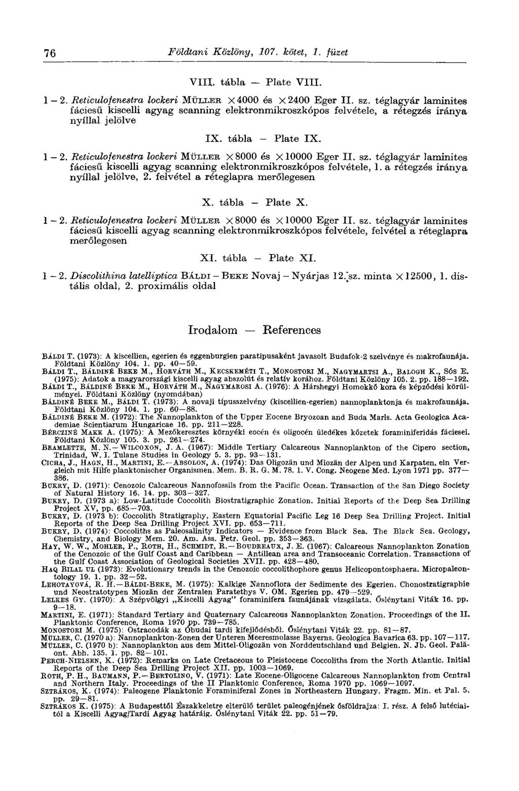 76 Földtani Közlöny, 107. kötet, 1. füzet VIII. tábla - Plate VIII. 1 2. Reticulofenestra lockeri MÜLLER X4000 és X2400 Eger II. sz.