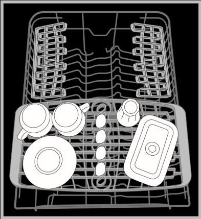 * Csak néhány modellnél tartozék. Tálca* Bizonyos mosogatógép-modellek eltolható tálcával rendelkeznek, amelybe evőeszközök vagy kis méretű edények tehetők.