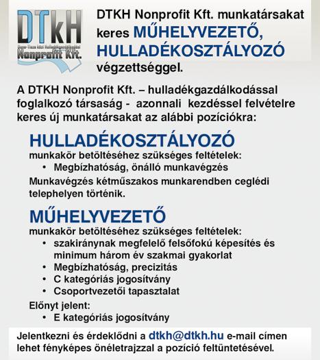 LAPTERJESZTŐ munkatársat keresünk NYÁRSAPÁTRA! Jelentkezés +36 70 866 8316 Futóhír Kft. GYERE és dolgozz Velünk!