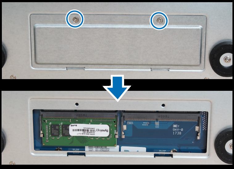 RAM modul hozzáadása a DiskStation eszközhöz Az opcionális Synology DDR4 RAM modul a DiskStation egység memóriájának bővítésére szolgál.