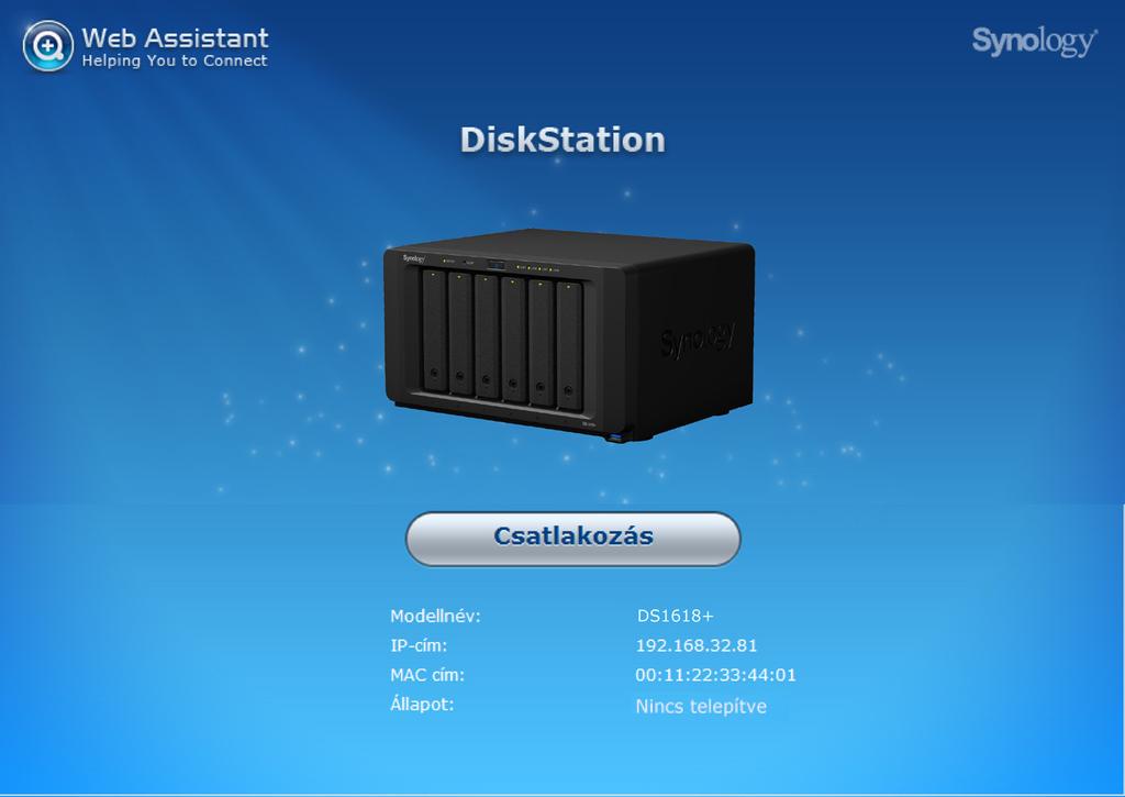 Fejezet DSM telepítése a DiskStation eszközre 3 A hardvertelepítés befejezését követően telepítse a DiskStation Manager (DSM) rendszert a Synology webes operációs rendszerét a DiskStation eszközre.