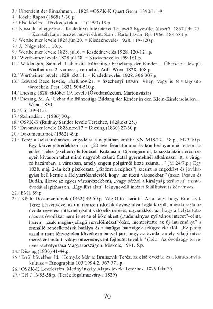 3. / Uibersicht der Einnahmen... 1828 =OSZK-K Quart.Germ. 1390/1/1-9. 4. Közli: Rapos (1868) 5-30.p. 5 / Első közlés: Törekedjetek a... (1990) 19.p. 6.