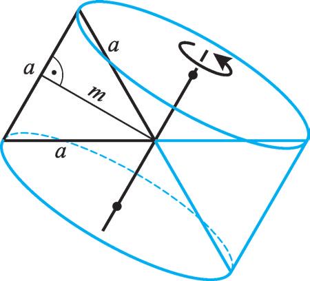 keletkezett test két d m $ sugú, mgsságú kúpól áll V V k A t p 5 m $ A keletkezett