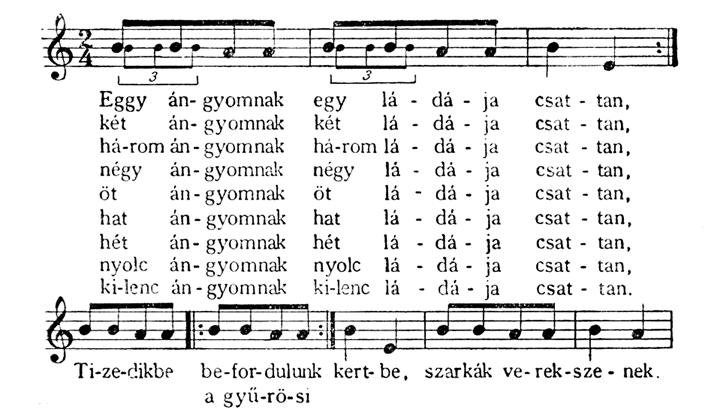A hinta és hintázás szimbolikus háttere dalocskákat lehet tekinteni. A jegyzetanyagban közli, hogy a tentél dajkanyelvi ige, mely fekvést, alvást jelent.