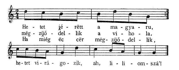 Fehér liliomszál májával a férfi herére emlékeztető kemény, csonthéjas magú termésének azonos száma talán a szerelmi együttlétek mennyiségére, talán a fiatal pár várható termékenységére vonatkozik.