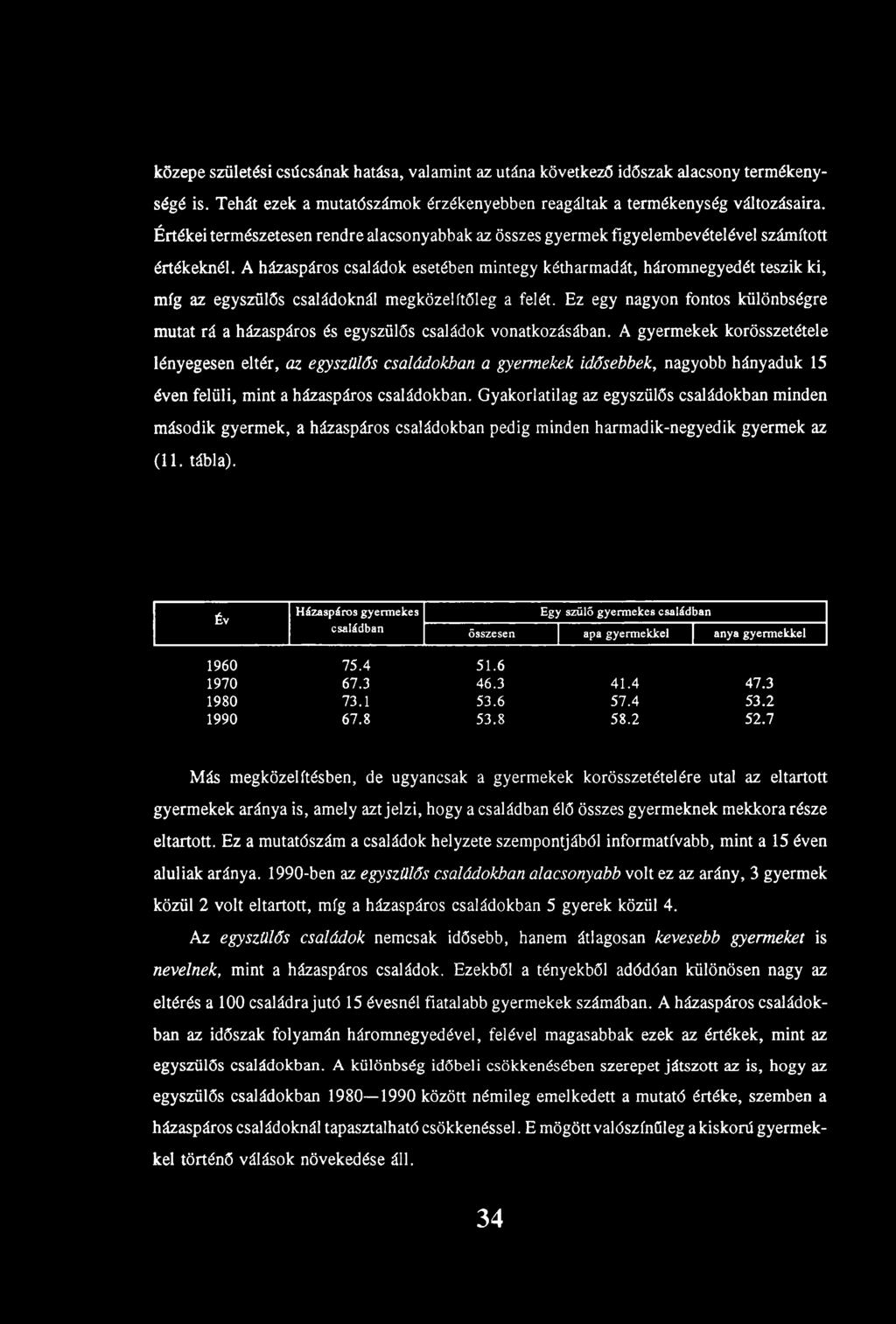 közepe születési csúcsának hatása, valamint az utána következő időszak alacsony termékenységé is. Tehát ezek a mutatószámok érzékenyebben reagáltak a termékenység változásaira.