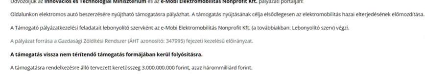 Elektromos gépkocsi vásárlás támogatása Pályázati kiírás kereskedői regisztráció segédlete 1.