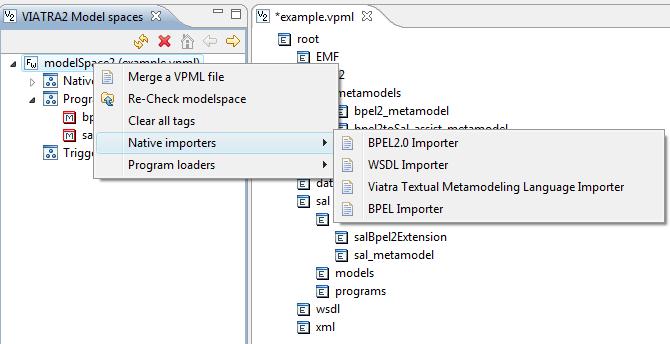 A sorrend a következő: emf, xml, wsdl, bpel2, sal, bpel2refmodel, salbpel2extension. Következő lépésként betöltjük a transzformációkat tartalmazó modulokat.