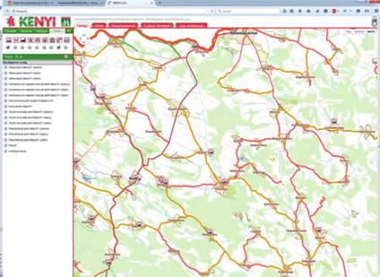 6. ábra: Példák kerépár útvonalakra és POI-kra a kenyi.hu rendszer keretében openstreetmap közösség számára biztosít működési lehetőséget.