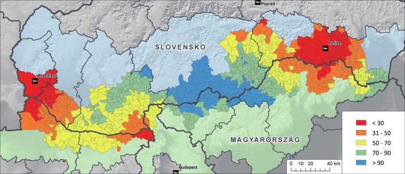 55. ábra: A vizsgált tertület repülőtereinek