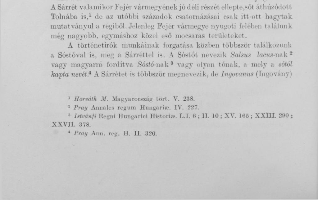 TÁR C ZA. A SZÉKESFEHÉRVÁRI SÓSTÓ ÉS SÁRRÉT MÚLTJÁBÓL.