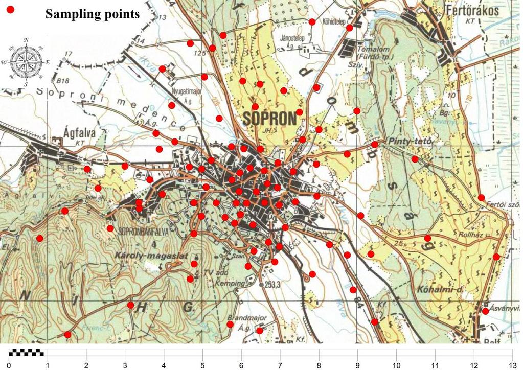 3.5 A mintavétel és a terepi vizsgálatok menete 3.5.1 Talajmintavételek A mintavételek időpontja a 2011 tavaszán volt a talajmenti fagyok megszűnése után, a rügyfakadás kezdetén.