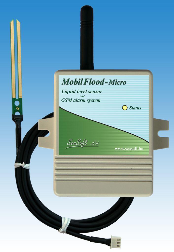 Mobil Flood - Micro 2 csatornás folyadék szintjelző és riasztó modul SMS és hanghívás üzemmóddal A MobilFlood-Micro GSM modul egy speciális modul, mely kifejezetten pincék, alagsorok, mélygarázsok,