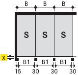 Szimpla garázs (2 autó) Dupla garázs (4 autó) X = ajtók számára. Lásd 1. oldal.