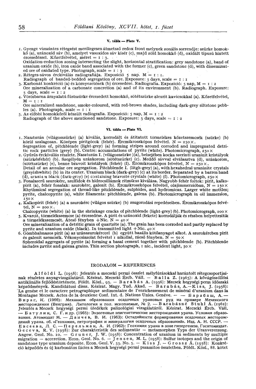 58 Földtani Közlöny, XCVII. kötet, i. füzet V. tábla Plate V. 1.